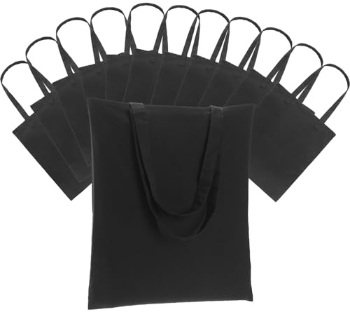 Carbrea 12 Stück 40x35cm Unbedruckt Canvas Einkaufstasche | Stoffbeutel zum Bemalen, Leichte Baumwolltasche Tragetasche Wiederverwendbare Jutebeutel für Wäsche Sport Shopping