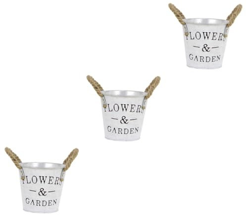Zerodeko 3st Blumentopf Aus Eisen Rustikaler Übertopf Bauernkübel Aus Metall Jarrones Decorativos Topf Mit Blumenarrangements Vasen Zur Dekoration Eiseneimer Flowers Ländlich