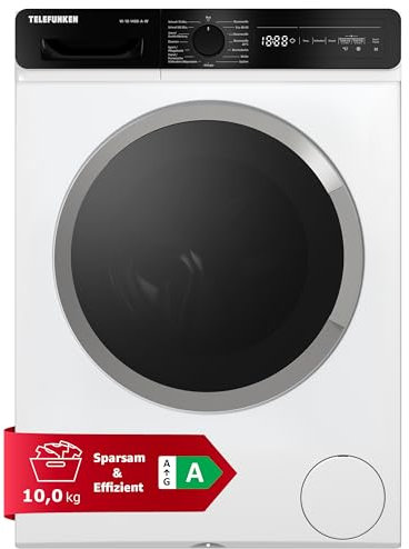 Telefunken Waschmaschine 10kg mit Dampffunktion | 1400 U/Min. | Automatische Waschmitteldosierung | Inverter Motor | AquaStop | Schontrommel | Washing Machine mit 15 Programmen | W-10-1400-A-W weiß