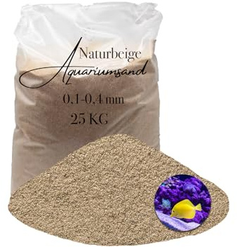Aquagran Aquariumsand Aquariumkies beige im 25 kg Sack, kantengerundet, gewaschen, ungefärbt 0,1-0,4 mm