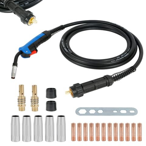 MIG MAG - Torcia per saldatura MB 15AK, pacchetto di tubi di protezione 5 m, attacco centrale, accessorio MIG MAG, testa leggera e flessibile per saldatrici CO² (5 metri 15AK)