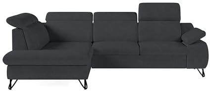 Robin Inspire Ecksofa L Form Sofa Mit Schlaffunktion Eckcouch Multifunktional Mit Bettkasten Schlafcouch Schlafsofa Freistehend Chenille Stoff Anthrazit Iverto 263 x 206 x 95 cm Links