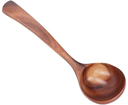 Mestolo in Legno per Cucinare, Manico Lungo in Legno di Gancio Curvo Cucchiaio da Zuppa Grande Manico Utensili da in Legno Mestoli Pentola Calda per Porridge in Legno