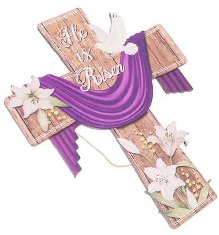 MAGICLULU Kreuz Zeichen Lilie Und Taube Holz Hängen Ostern Veranda Wandkunst