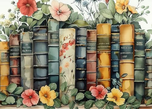 Bullglesup Puzzle pour adultes 1000 pièces, livres vintage affiches, pièces imbriquées lettres arrière, pas de poussière, cadeau personnes âgées (70 x 50 cm)