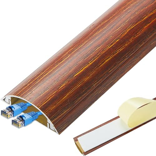 Pasacables for cables de grano de madera, cubierta metálica for cables Ethernet for cables en la pared del suelo, kit de gestión de ocultadores de cables, corrector de cables cortable, autoadhesivo, 1