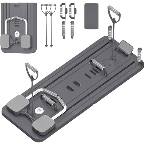 Pilates Board, Multifunktionales Reformer Pilates Maschine für Zuhause, Faltbarer Pilates Reformer Board mit Bauchmuskeltrainer, Automatischer Rückprall und Spannseil, Pilates Reformer Set