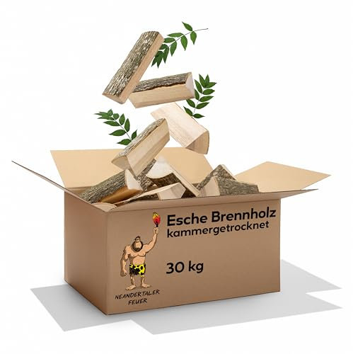 Neandertaler Feuer Brennholz Kaminholz Hartholz – Grillholz 25 cm 30 kg Feuerholz | Holz für Grill Kamin Smoker Ofen | Firewood Anfeuerholz | Holzkamin Laubholz