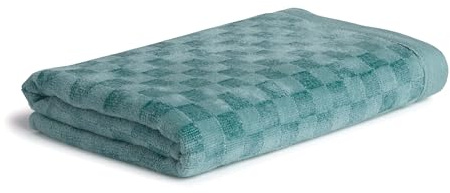 Möve Monochrome Check Velours Handtuch 50 x 100 cm aus 80% Baumwolle/ 20% Viskose aus Bambus-Zellstoff, Malachite