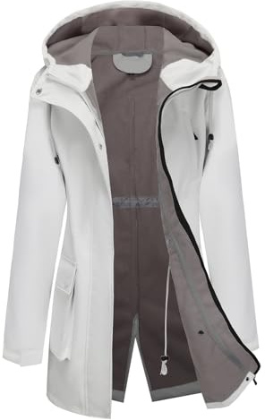 CHIGUO Women's Lightweight Winter Wasserdichte Jacken Warme gefütterte Mäntel mit Kapuze Softshell Lange Regenjacke
