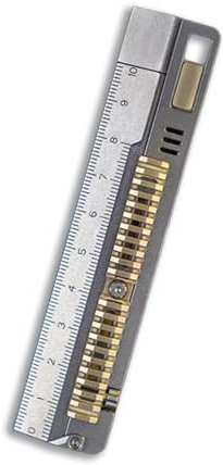 Titanium EDC Ruler (Rose Gold) - Imperial 4+3 Copper Core Multitool with Magnetic Alignment, Adjustable Wrench & Logarithmic Scale for Engineers