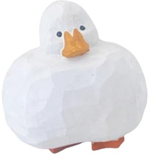 Wdbild Anatra in legno artigianale Scultura Animale Statua Creativa Divertente Piccola Anatra Figurine Statue Per Scrivania Decorazioni Da Giardino Scultura In Legno