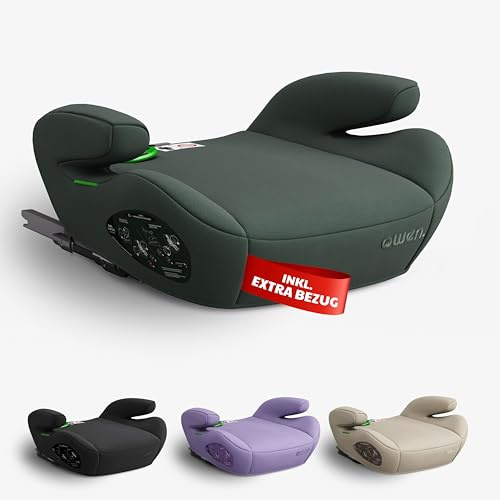 OWEN Sitzerhöhung Auto mit ISOFIX 15–36 kg (6–12 J.) Kindersitz – grün | ECE R129 geprüft – Memory-Schaum, ergonomisch & leicht, inkl. waschbarem Ersatzbezug