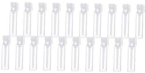DECOMELODY 100 piezas Botellas de Vidrio para Perfume Frascos Recargables Portátiles con Tapón Negro y Blanco Resistentes y Reutilizables para Viajes y Diario