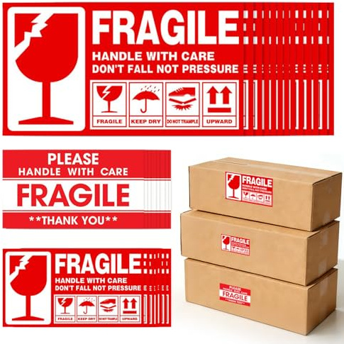 440 Adhesivo Frágil Handle Pegatinas With Care De Advertencia De Objetos Fragil Llamativo Pegatinas de Advertencia Inicio Mudanza Etiquetas Paquete de Envío - FRAGILE