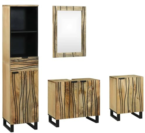 Frdhee Mobiletto da bagno con cassetti, 4 pezzi, marrone, 38 x 33 x 160 cm, mobiletto per lavabo, lavandino, mobiletto da bagno