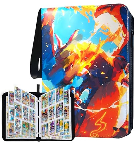 900 Classeur Carte 50 Feuilles,Album Carte Imperméable Portable en Cuir Fermeture Eclair,Cadeaux pour Cartes à Collectionner Garçons et Filles,TCG, MTG