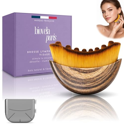 Brosse Lymphatique Visage – Brosse Drainage Lymphatique Visage Anti-Ride, Poils Doux – Stimule la Circulation, Détox, Anti-Poches & Anti-Cernes – Soin Beauté Naturel