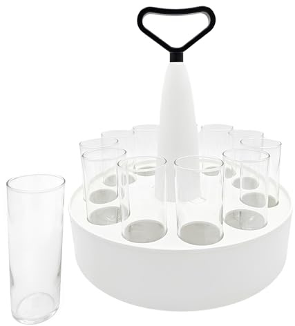 LUXENTU 11er Kölschtablett inkl. 12 Gläsern mit Eichung bei 0,2 l | Kölschkranz mit Platz für 11 Kölner Stangen & 1x Einschenkglas, bestes Geschenk für Kölschliebhaber & Vatertag