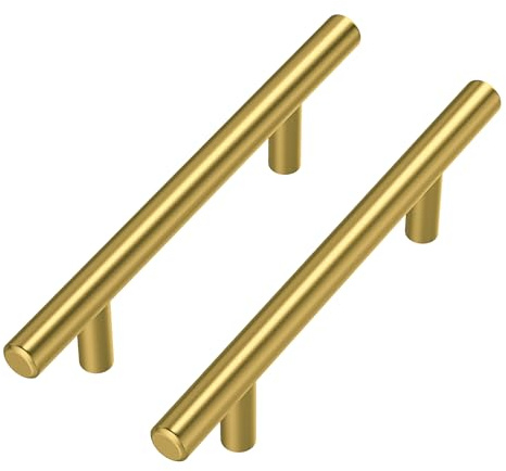 Goldenwarm 10 Stück Schrankgriffe Gold Griffe Möbelgriffe 96mm Lochabstand, Griffe für Küchenschränke Küchengriffe Schubladengriffe