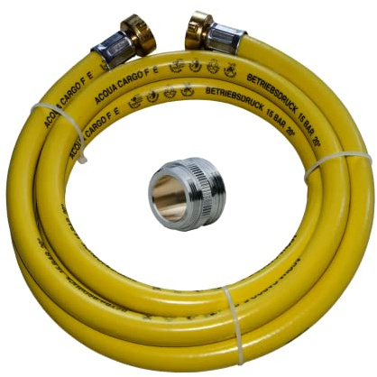 Heizung Füllschlauch Füllschlauchset für Heizung 2,5m, 5m, 10m mit Adapter für Waschtischmischer M24x1 AG x 3/4 AG (5m)
