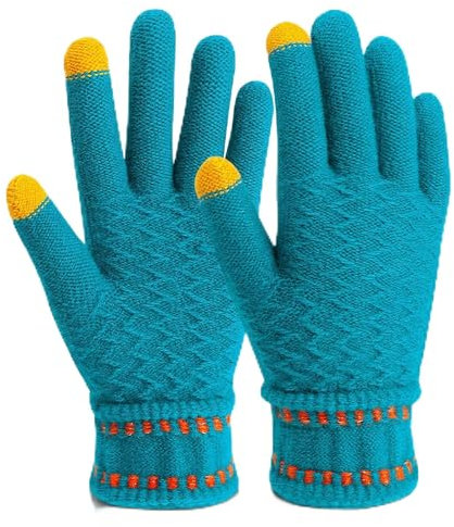Huixin Damen Handschuhe Warme Verdicken Winter Jungen Mode Outdoor Casual Fäustlinge Fausthandschuhe Strickhandschuhe (Color : Blau, Size : One Size)