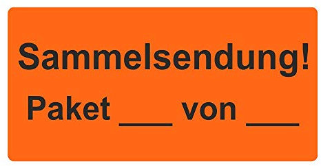 Warnetiketten/Versandaufkleber Sammelsendung! Paket___von___ auf Rolle - 30 x 62 mm - 1.000 Stück