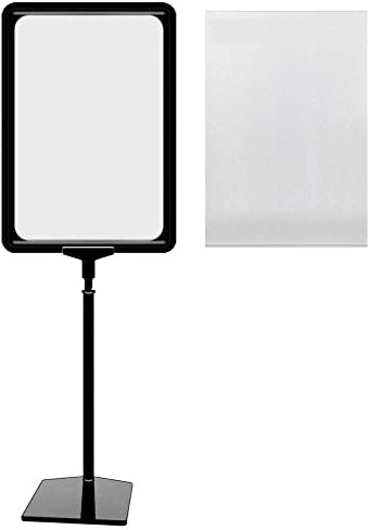 12 Plakatständer DIN A3 Rahmen schwarz mit U-Tasche, Ständer Kunststoff schwarz, Teleskopständer mit Fuß eckig und Stahleinlage, Kundenstopper höhenverstellbar bis 68 cm, Aufsteller