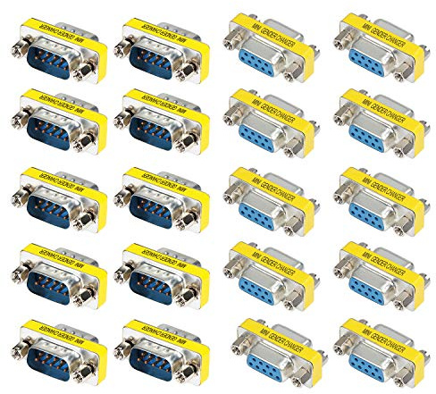 abcGoodefg 9 Pin RS-232 DB9 Male to Male Female to Female Serial Cable Gender Changer Coupler Adapter (20 Pack, DB9 Male to Male Female to Female)