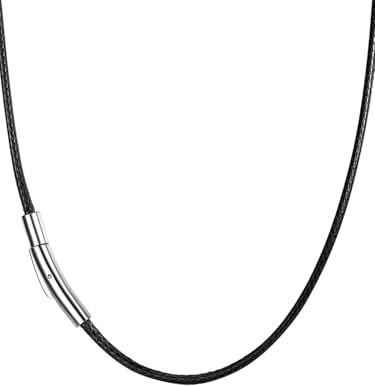Richsteel Lederkette Herren Leder Halskette Choker für Damen 2/3mm breit Schwarz/Braun mit Drehverschluss Schmuck 40/46/50/56/61/66/71/76 cm Geeignet für Männergeschenke