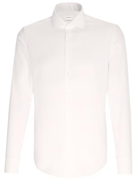 Seidensticker Herren Business Hemd Slim Fit affärsskjorta herr, Vit (Weiß 01), 37
