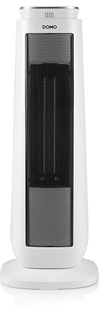 DOMO DO7347H Turmheizventilator mit Timer - Tower Design - Eco Funktion - Regulierbare Temperatur (5-35°C) - 2 Leistungsstufen - Touchscreen und LED-Display - Oszillationsfunktion - 2000W - Weiß