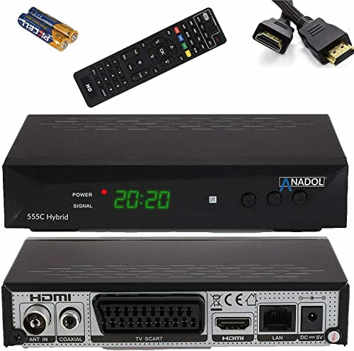 Anadol 555c - Hybrid DVB-T2 / DVB-C HDTV Kabel Receiver - PVR Aufnahmefunktion und Timeshift - Full HD Mediaplayer HDMI + USB - Digitaler Hybrid Receiver - lernbare Fernbedienung