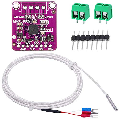 Youmile MAX31865 PT100 / PT1000 RTD Temperatur Thermoelement-Sensorverstärkerplatine 3,3 / 5V Temperaturdetektormodul für Arduino mit -50 bis 200 ℃ 0.5m/1.6ft 3 Drähten PT100 RTD Sensorsonde