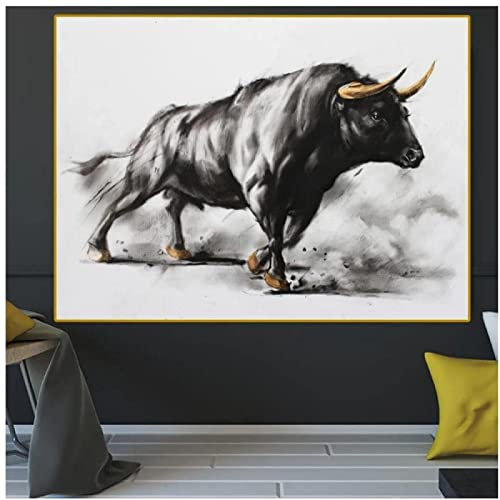 Pintura de lona de toro negro Carteles de corrida de toros españoles Pintura de toros Carteles e impresiones Lienzo Arte de pared Sala de estar Decoración del hogar sin marco 30 × 40 cm
