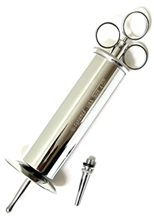 CynaMed -Premium Ear Wax Removal Syringe 8 OZ,6 OZ,4OZ,3 OZ - Brass with Chrome Finish Ideal for Household, EMT, Firefighter, Police, Medical Student, School and Hobby (4 OZ)