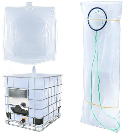 IBC Tote Cove, Sacchetti di rivestimento per barili IBC, protettivi, per la conservazione di acqua, 1000 l (con foro di uscita dell'acqua sul fondo)