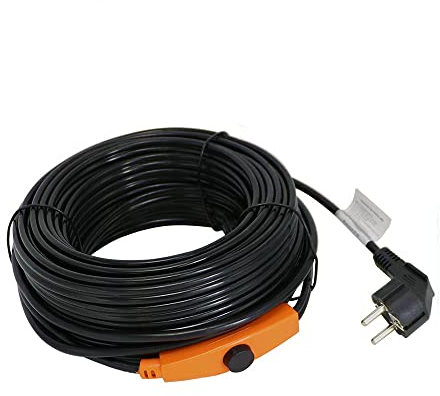 MincoHome 16w/m Self-regulating Heating Cable with Mini Temperature Controller Warm Wire Pipe Anti-Freeze Protection Heating Line with Plug (1m)