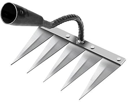 Sharplace Creuse en Acier trempé, Jardin Portable, désherbage, Jardinage, Outil de désherbage, râteau de désherbage pour de, Acier à 5 Dents