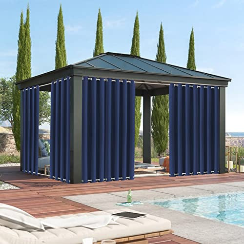 XUIAQZW Outdoor Vorhang Wetterfest mit Ösen Oben und Unten 180x200(BxH) cm Terrasse Vorhänge Outdoor Gardinen Wasserdicht Sonnenschutz & Windschutz Balkon Vorhang Blickdicht Ösenschal