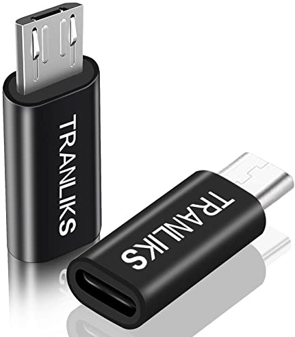 TRANLIKS 2 Pack Adapter Micro USB auf Lighting Female for Charging and Data Sync - Schwarz