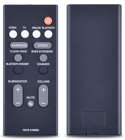GOUYESHO FSR78 ZV28960 Fernbedienung Ersatz für Yamaha Soundbar Kompatibel mit Yamaha Fernbedienung YAS106 YAS-106 ATS-1060 YAS107 YAS-107 ATS-1070 YAS207 YAS-207 ATS-2070 YAS-CU207