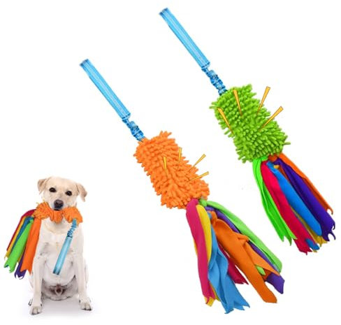 ASOCEA 2 Pack Dog Tug Toy Dogs Bungee Fleece Rope Toy Interactive Puppy Training Chew Toy Squeaky Tug of War Toys for Small Medium Large Dogs Chasing Exercising