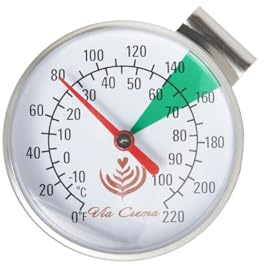 VIA CREMA Milk Frother Jug Thermometer for Coffee Machine Milk Frothing Pitcher