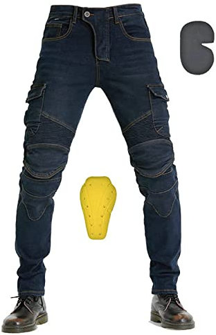 Motorradhose Schutzhose, Herren-Motorrad-Jeans Motocicleta Pantalones Moto Jeans Motorrad-Jeanshose Für Herren, 4 Arten Von Schutzausrüstung, Motorradhose Für Motorradrennfahrer (Blau,5XL)