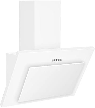 Hotte Aspirante 60cm/Hotte de Cuisine Inclinée/Hotte Murale/Hotte Aspirante de Cuisine/Hotte aspirante Murale, Recyclage ou Evacuation, LED Eclairage, 3 Vitesses, Blanc