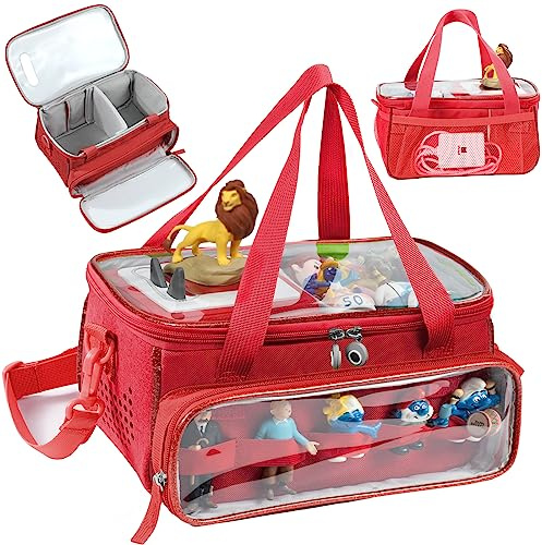 SFYBYHEART Tragetasche für Toniebox mit Klarsichtfenster & Figurenfächern, Reise-Aufbewahrungstasche für Tonies-Charaktere, Toniebox-Starterset & Tonies-Kopfhörer – Schützende Tony-Tragetasche