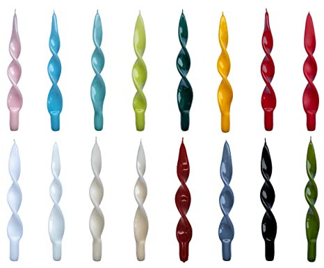 holiki gedrehte Kerzen No. 2 in Tannengrün Lack - 4 Stück Twisted Candles I gedrehte Spiralkerzen Stabkerzen Spitzkerzen - 27 x 2,2 cm - Trendkerzen