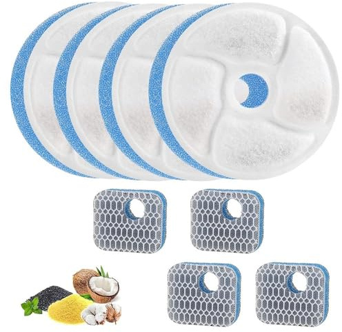 4er Pack Katzen Wasserbrunnen Filter Aktivkohlefilter Ersatzfilter | Katzenbrunnen Schichten Trinkbrunnen Filter Ersatzfilter für Katzenbrunnens des Modells WF160 WF040 WF120