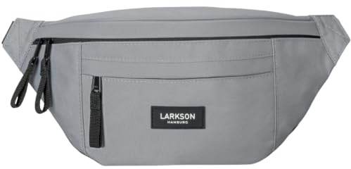 LARKSON Bauchtasche Damen & Herren Grau - Ole - Hüfttasche für Sport Outdoor Stadt - Gürteltasche Stylisch für Festival - Crossbody Bag mit Gurt - Wasserabweisend